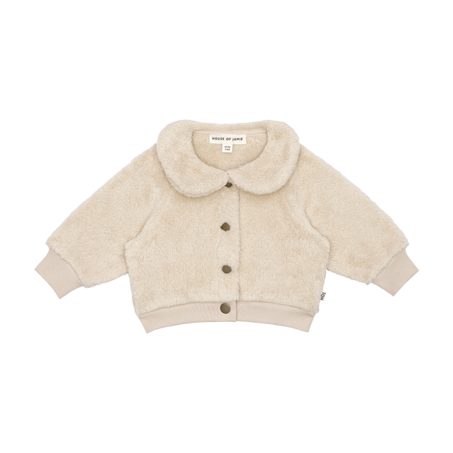 House of Jamie - Plush Collar Cardigan Oatmeal Baby