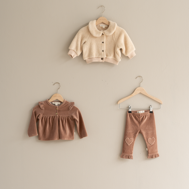 House of Jamie - Plush Collar Cardigan Oatmeal Baby