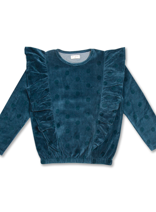 Petit Blush - Ruffle sweater Velour Dots
