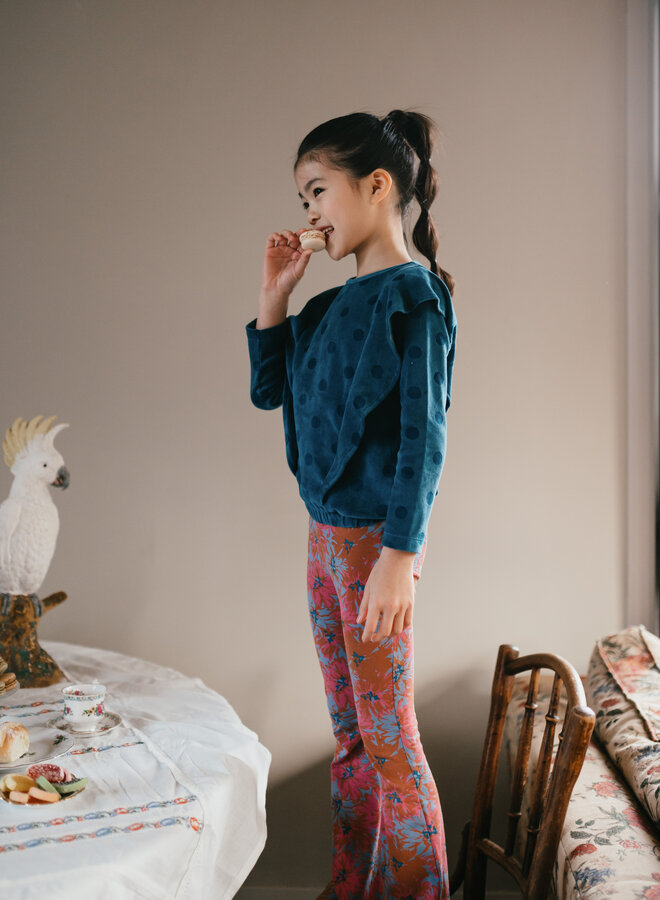 Petit Blush - Ruffle sweater Velour Dots