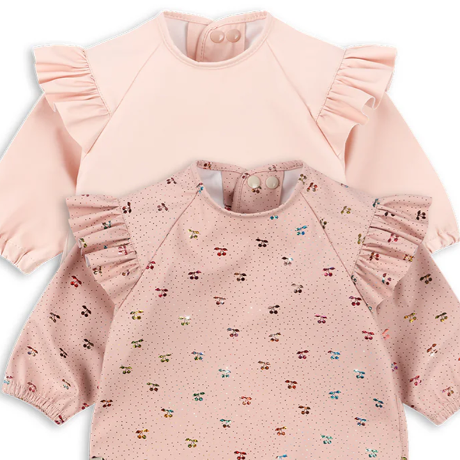 Konges Slojd - Bib with sleeve Fairy cherry / cameo rose (2 pack)