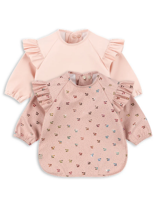 Konges Slojd - Bib with sleeve Fairy cherry / cameo rose (2 pack)