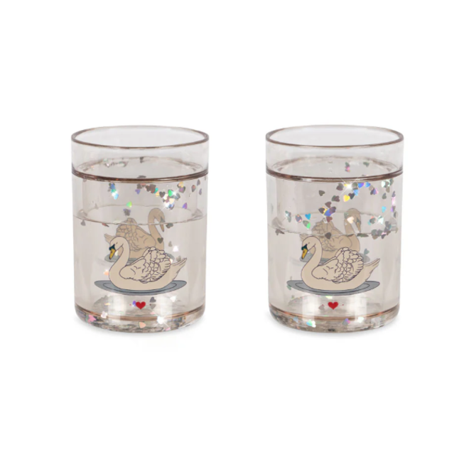 Konges Slojd - Glitter cups Swan off white (2 pack)