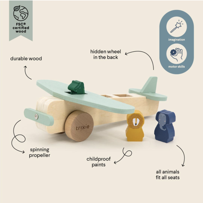 Trixie - Houten dierenvliegtuig
