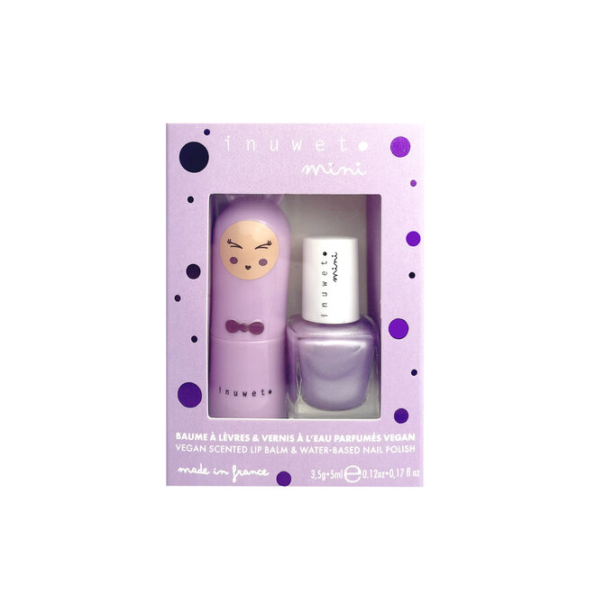 INUWET - Duo violet lip balm Marshmallow + nail polishes violet