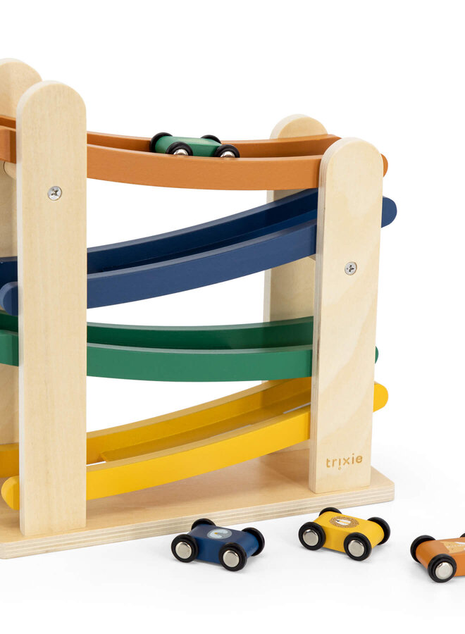 Trixie - Houten Racebaan - Met 4 Auto's