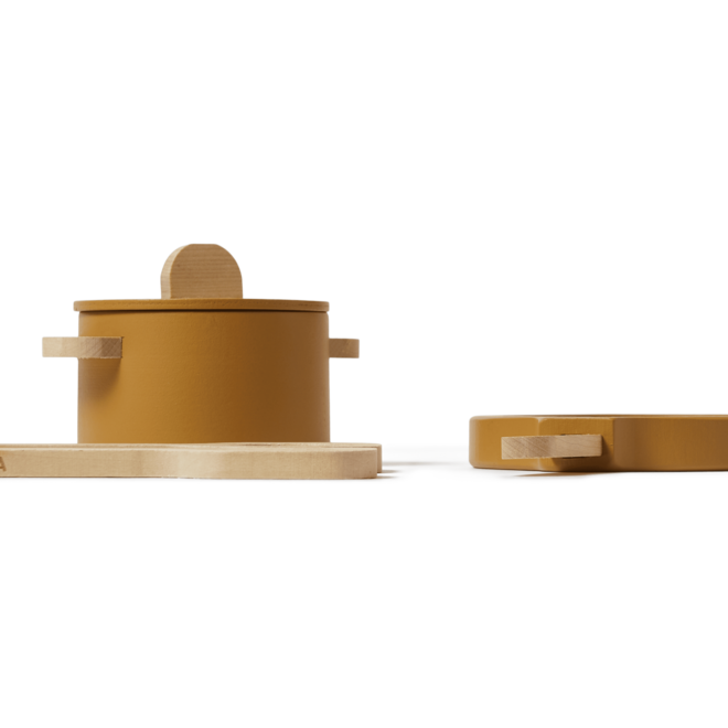 Flexa - Houten pot en pan - Mosterd
