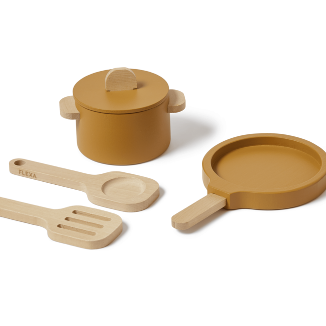 Flexa - Houten pot en pan - Mosterd