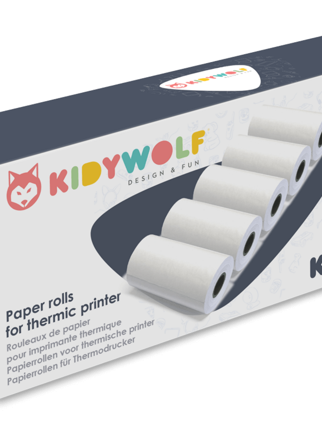 Kidywolf - KIDYROLL 1 x 5 klassieke papierrollen voor KIDYPRINT