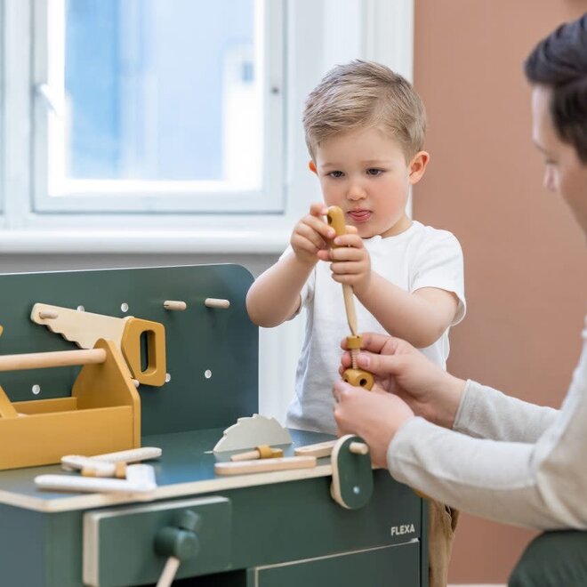 Flexa - Houten gereedschapsset mosterd