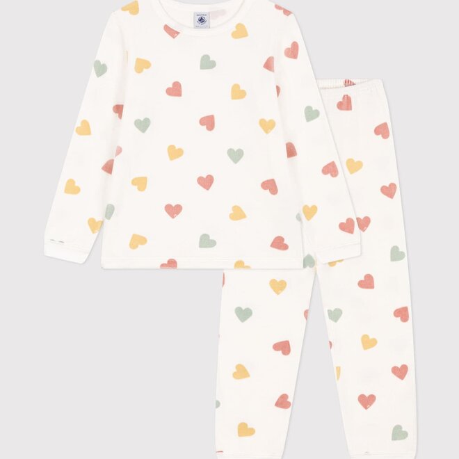 Petit Bateau - Fluwelen pyjama met hartjes