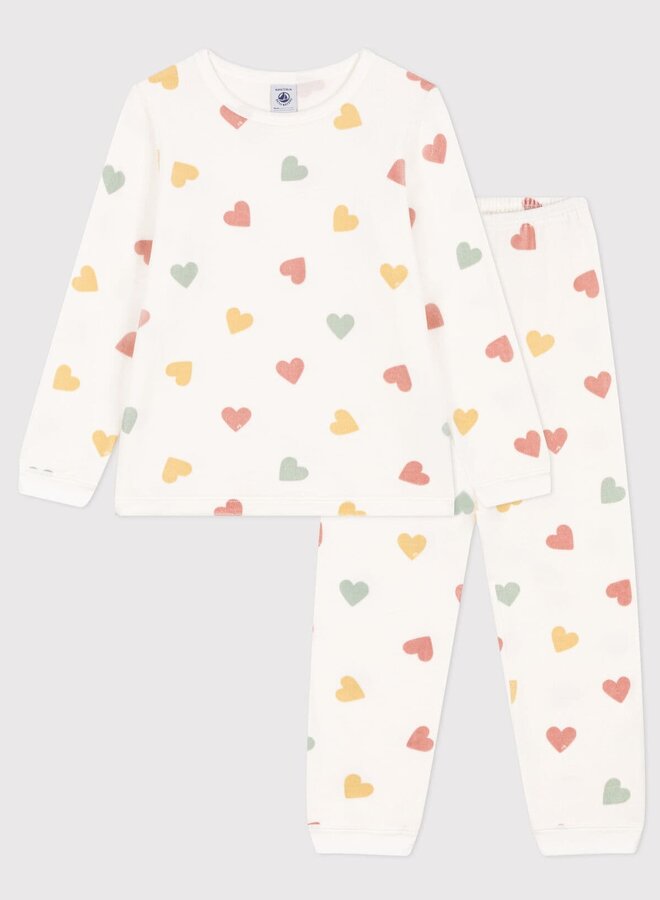 Petit Bateau - Fluwelen pyjama met hartjes