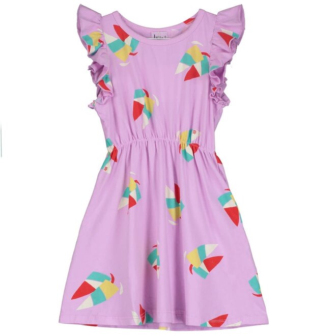 Lötiekids - Ruffle sleeve dress - Windsurf all over Verbena