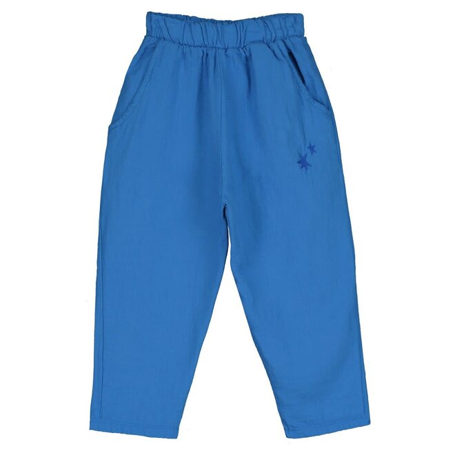 Lötiekids - Wide woven pants - Stars embroidery Royal blue