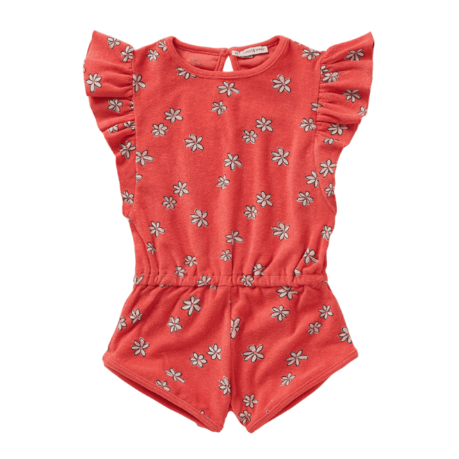 Sproet & Sprout - Ruffle terry jumpsuit daisies Rose