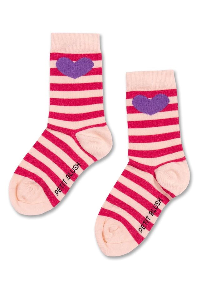 Petit Blush - Socks stripes Purple heart