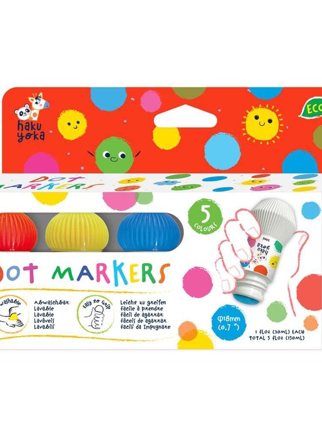 Haku Yoka - Dot markers met 5 kleuren - Orginal