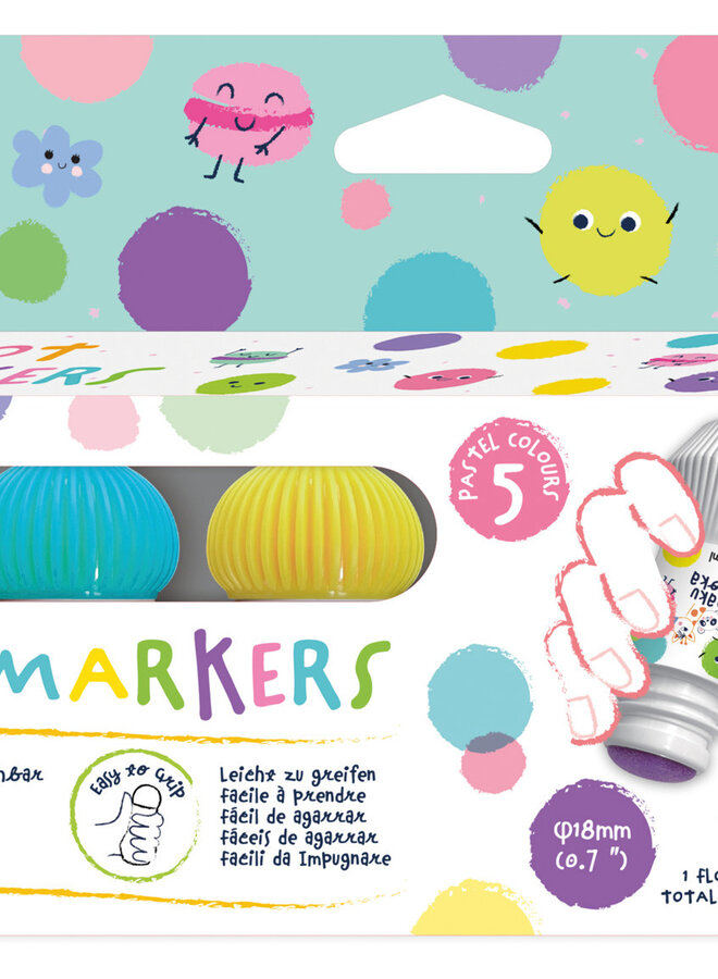 Haku Yoka - Dot markers met 5 kleuren - Pastel