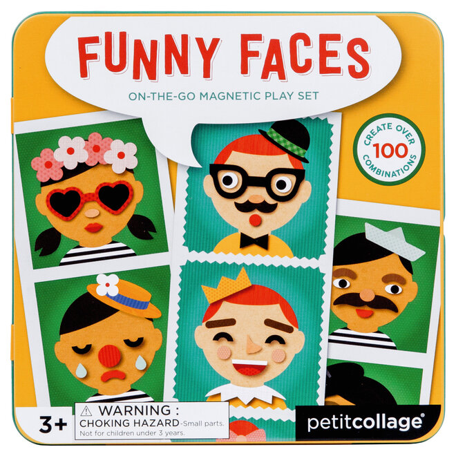Petit Collage - Magnetisch spel on -the-go - Funny faces