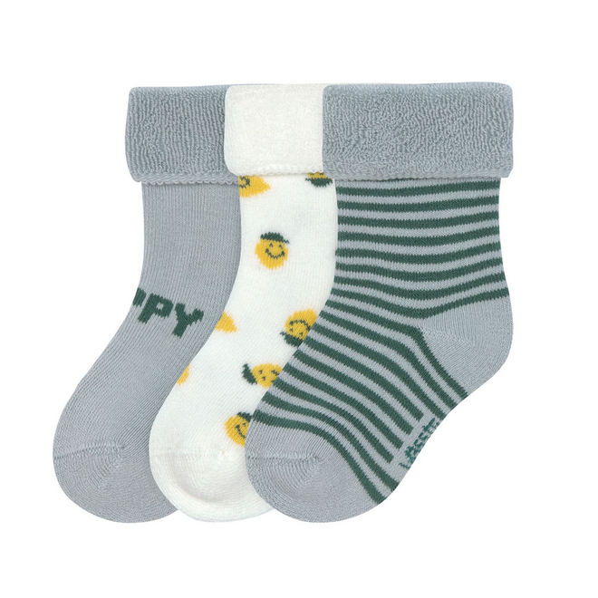 Lässig - Terry socks gots 3 pieces assorted Lemon light blue