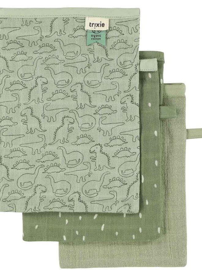 Trixie - Tetra washandjes Daring dino ( 3 pack mix)