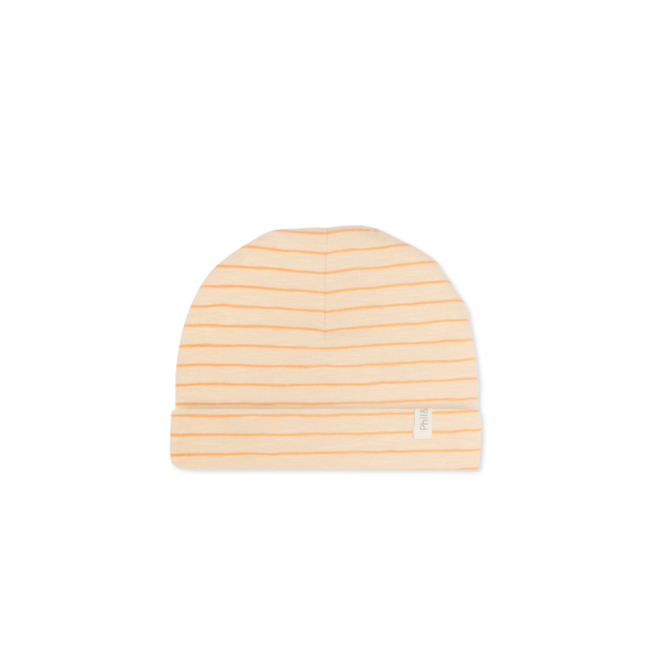 Phil & Phae - Baby hat stripes - Bright apricot stripes