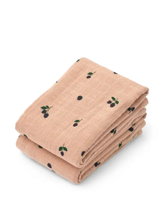 Liewood - Lewis muslin cloth 2-pack - Mini Berry pale tuscany