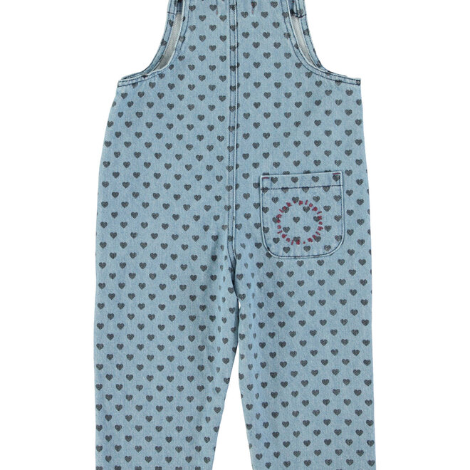 Piupiuchick -  Dungarees Blue denim black hearts
