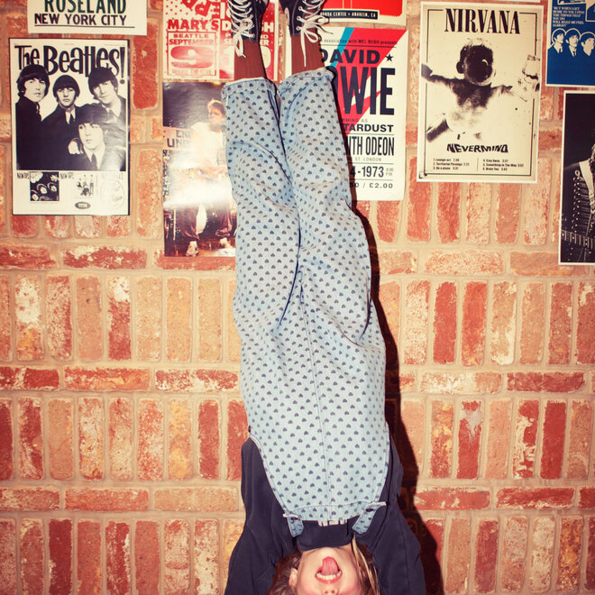 Piupiuchick -  Dungarees Blue denim black hearts