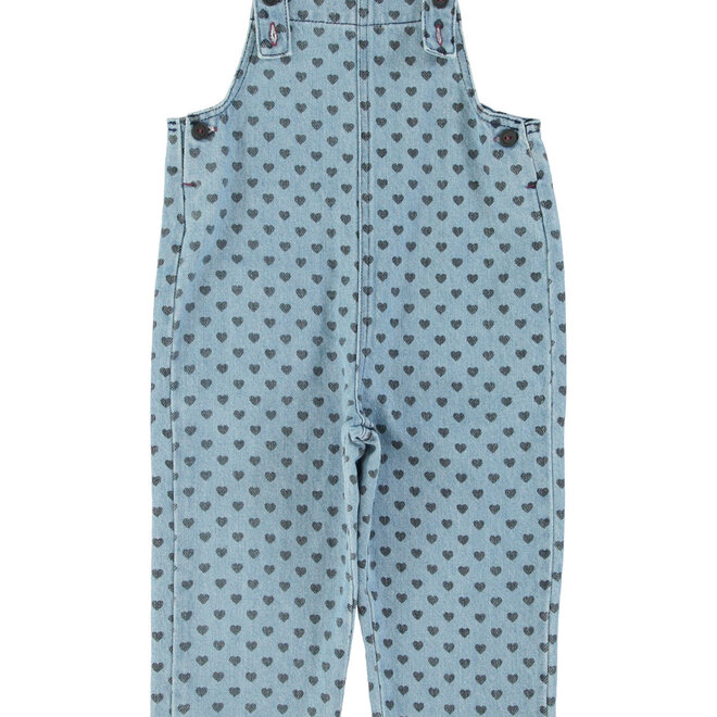 Piupiuchick -  Dungarees Blue denim black hearts