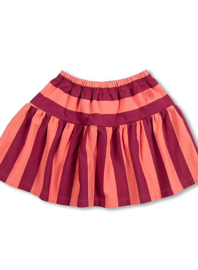 Petit Blush - Ruffle skirt stripe Peach/Bordeaux