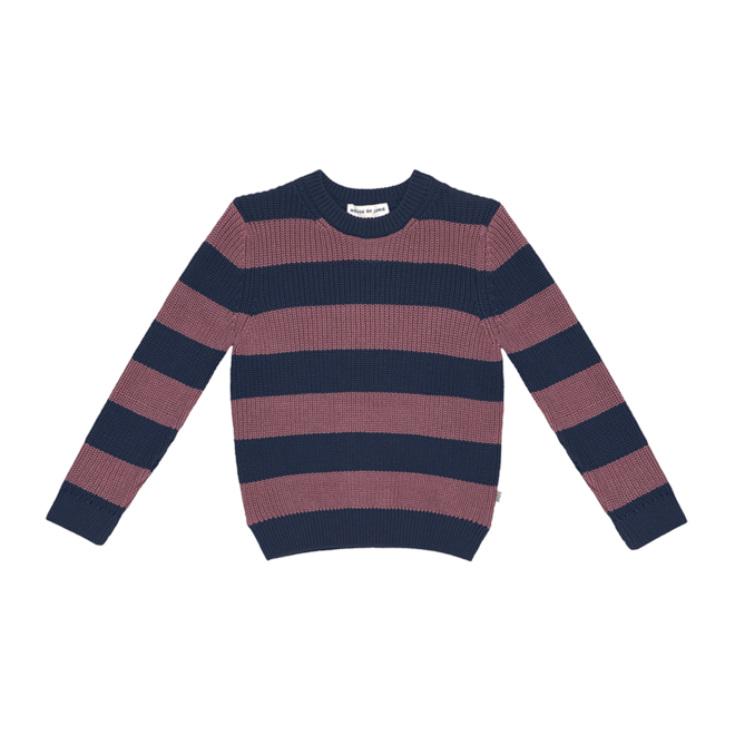 House of Jamie - Knitted Sweater Mauve & Blue Stripes Knit