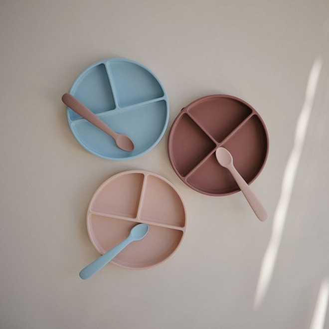 Mushie - Silicone suction divider plate - Powder blue