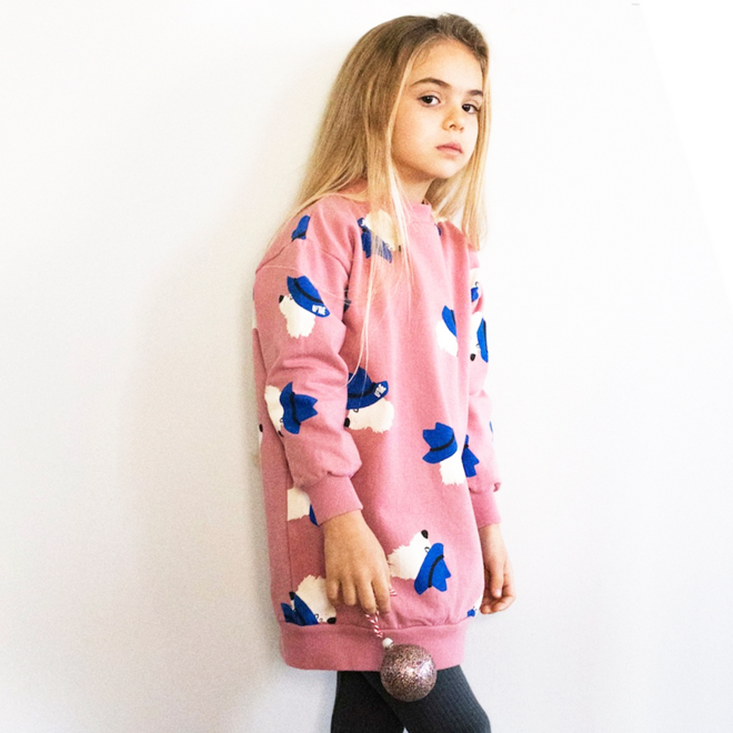 Lötiekids - Sweatdress Chill dogs rose