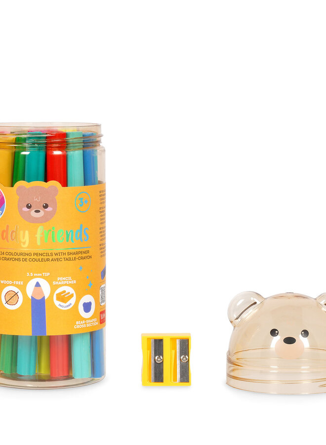 Legami - Teddy friends - Set van 12 kleurpotoloden en scherper