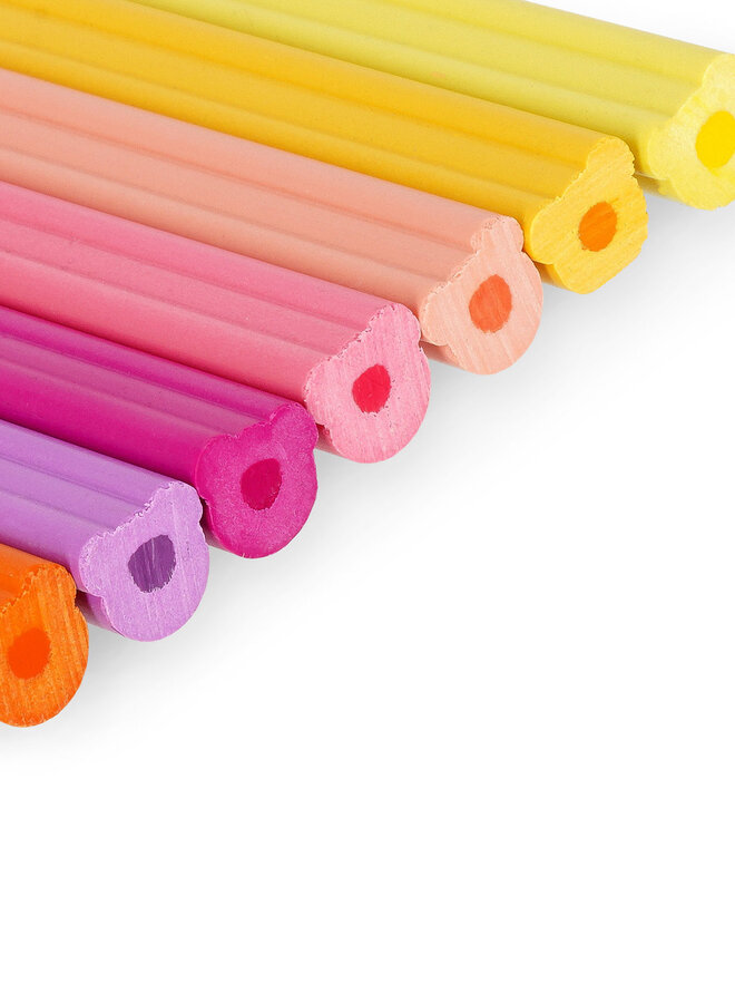 Legami - Teddy friends - Set van 12 kleurpotloden en scherper