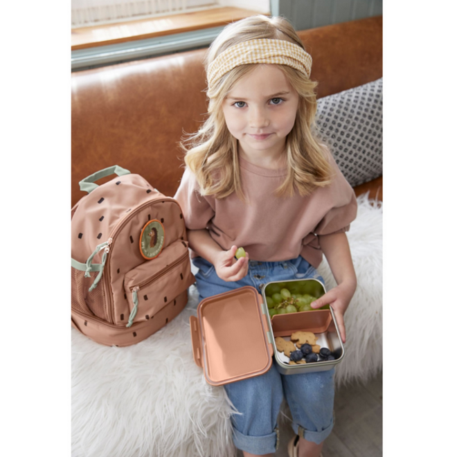 Lässig - Lunchbox stainless steel Happy prints caramel