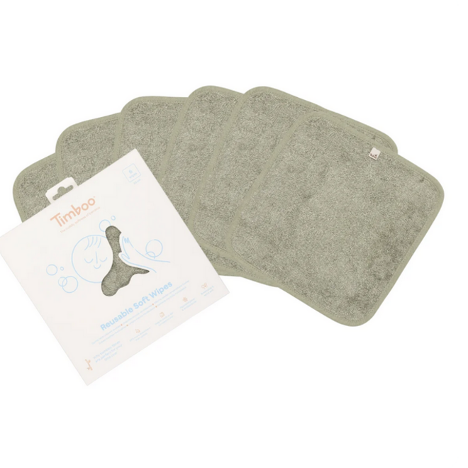 Timboo - Reusable soft wipes (6 pieces) Whisper green