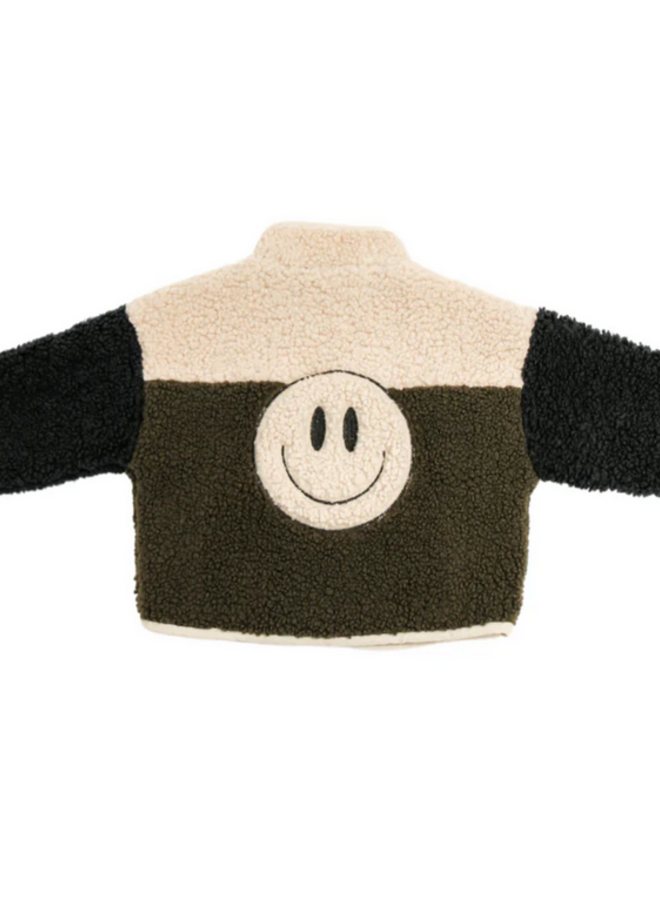 Elle and Rapha - Little teddy SMILEY jacket army