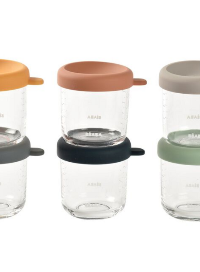 Béaba - Set van 6 glazen portiepotten 250ml
