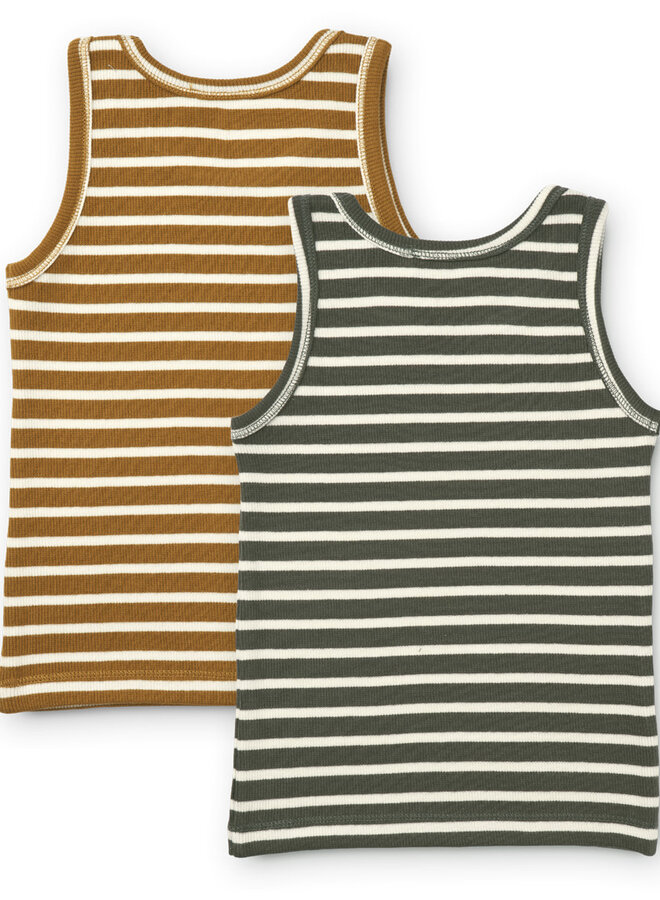 Liewood - Faris tank top 2-pack - Hunter green multi mix Stripe