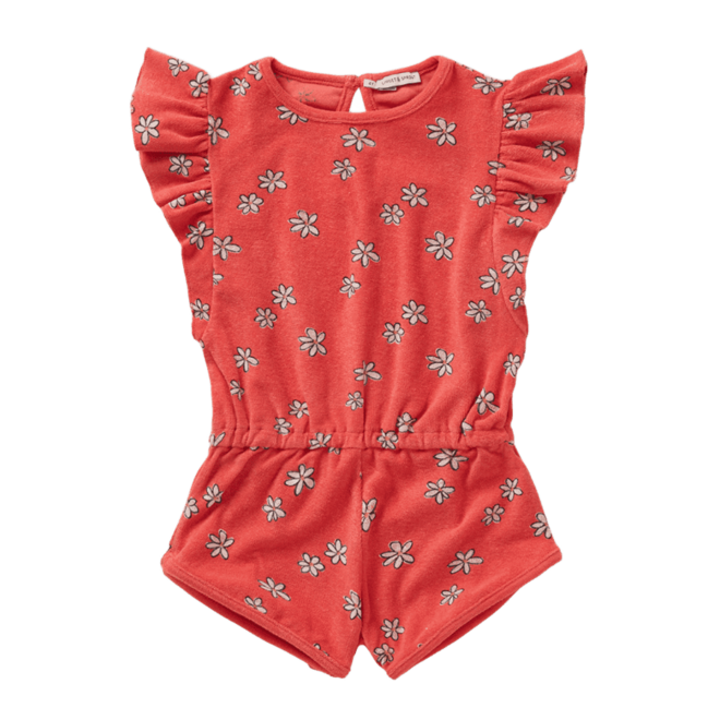 Sproet & Sprout - Ruffle terry jumpsuit daisies Rose