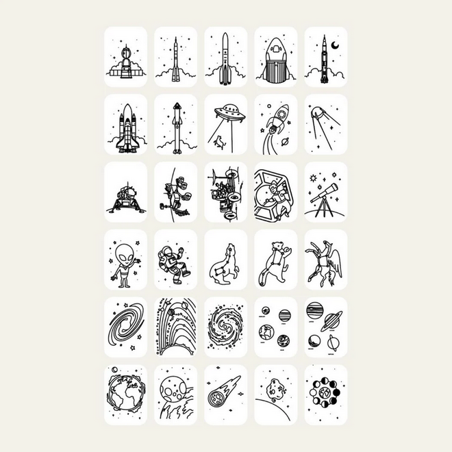 Kidywolf - REFIL KIDYDRAW-MINI Dinosaurussen/Sterrenstelsel