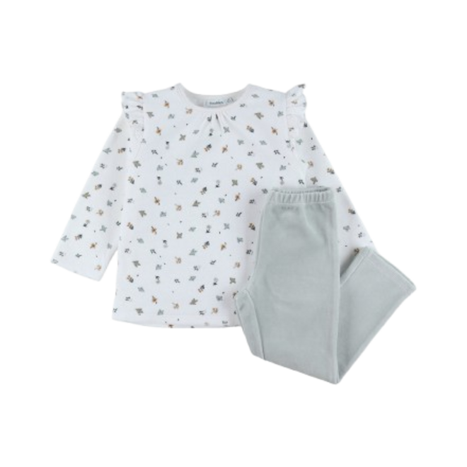 Noukie's - Pyjama Fluweel - Lovely bird (2-delig)