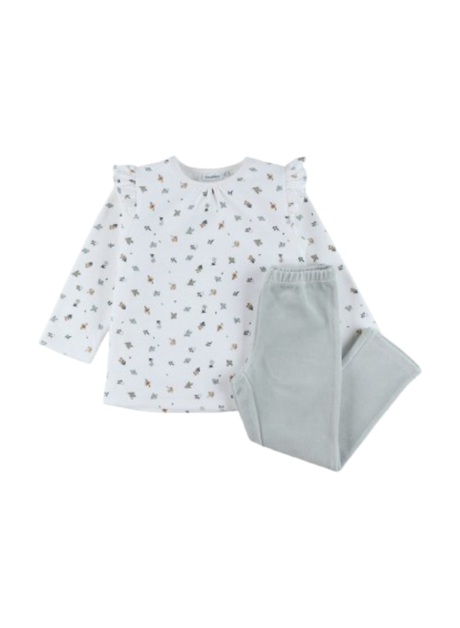 Noukie's - Pyjama Fluweel - Lovely bird (2-delig)
