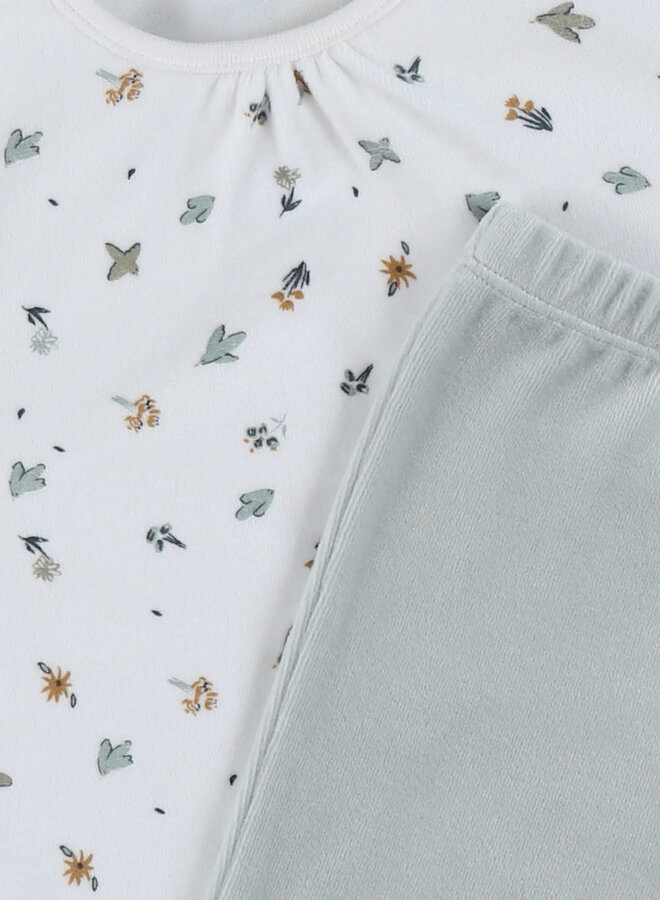 Noukie's - Pyjama Fluweel - Lovely bird (2-delig)