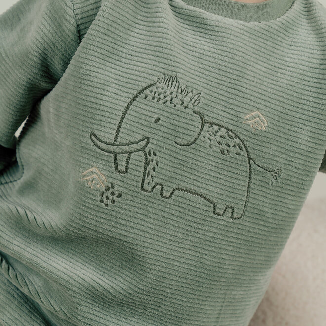 Noukie's - Pyjama Fluweel - Funny Mammoth (2-delig)
