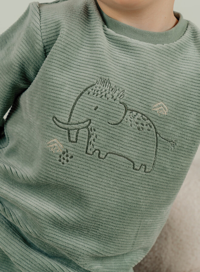 Noukie's - Pyjama Fluweel - Funny Mammoth (2-delig)