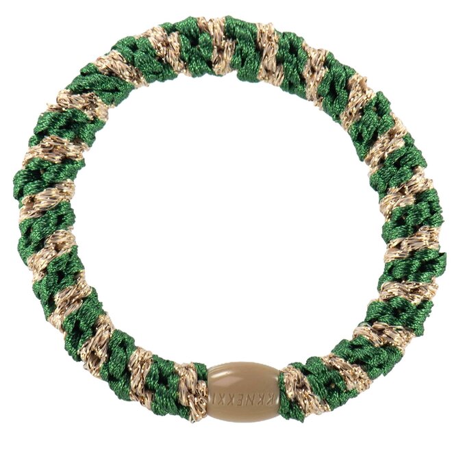 KKNEKKI Forrest Green-Beige glitter stripe Hairband and bracelet