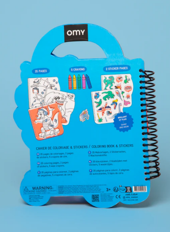 Omy - Super coloring book & stickers - Dino